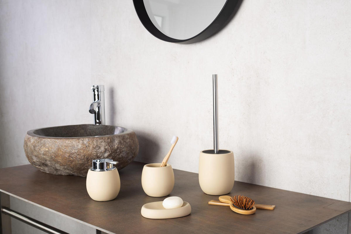 KELÍMEK NA ZUBNÍ KARTÁČEK béžová - béžová, Basics, plast (9,5/8,5/9,5cm) - Sadena