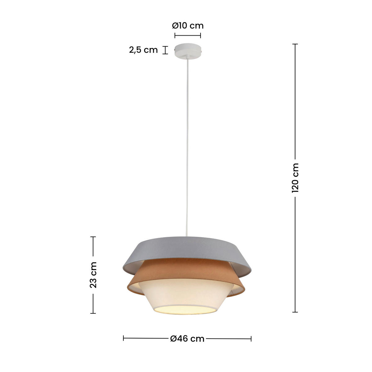 HÄNGELEUCHTE 50/130 cm  - Weiß/Grau, Trend, Kunststoff/Textil (50/130cm) - Collett's Monde