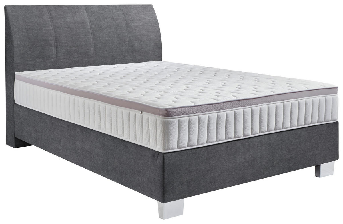 BOXSPRINGBETT 140/200 cm  in Anthrazit  - Chromfarben/Anthrazit, Konventionell, Kunststoff/Textil (140/200cm) - Hom`in