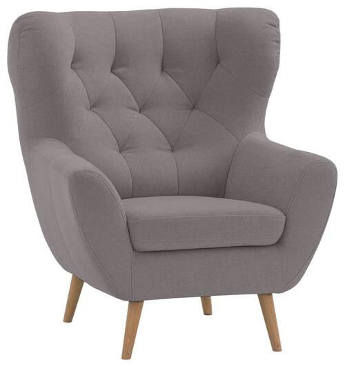 OHRENSESSEL Flachgewebe Taupe  - Taupe/Eichefarben, Design, Holz/Textil (88/104/92cm) - Stylife