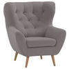 OHRENSESSEL in Flachgewebe Taupe  - Taupe/Eichefarben, Design, Holz/Holzwerkstoff (88/104/92cm) - Stylife