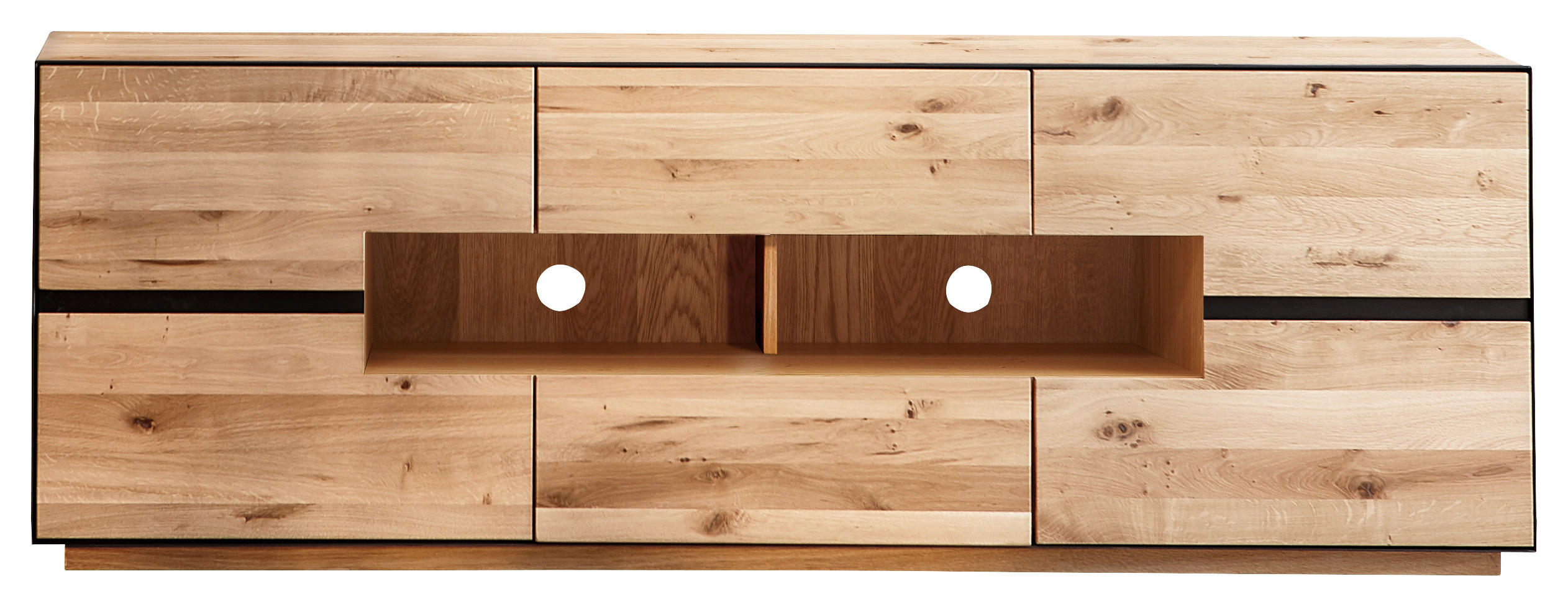 KOMODA POD TELEVIZI, divoký dub, antracitová, 181/62/47 cm - antracitová, Konvenční, kov/dřevo (181/62/47cm) - Linea Natura