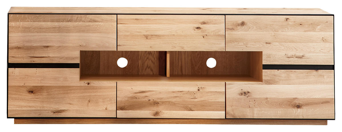 KOMODA POD TELEVIZI, divoký dub, antracitová, 181/62/47 cm - antracitová, Konvenční, kov/dřevo (181/62/47cm) - Linea Natura