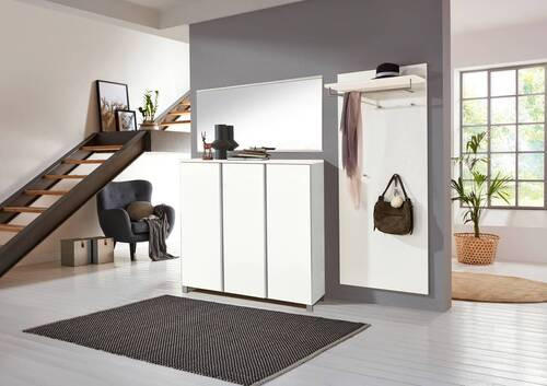 GARDEROBE 3-teilig in 210/195/37 cm - Silberfarben/Weiß, Design, Holzwerkstoff (210/195/37cm)