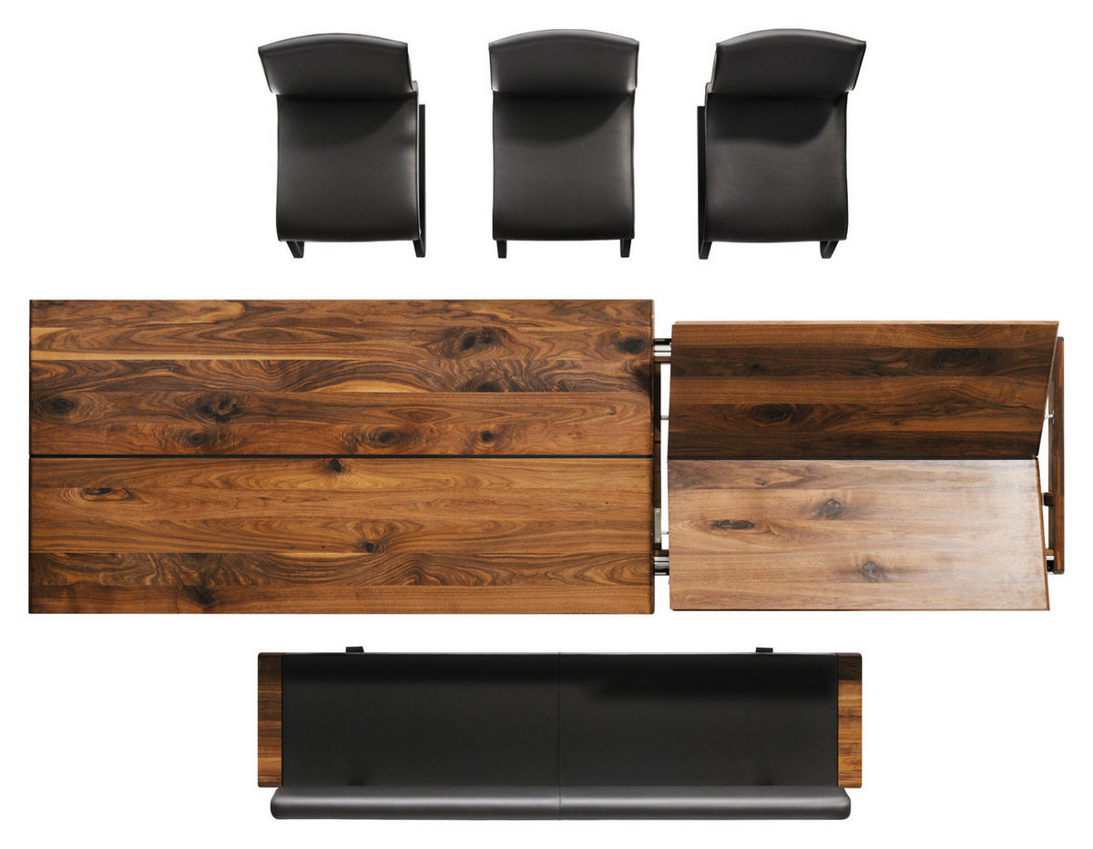 ESSTISCH in Holz, Metall 225-345/100/75 cm  - Nussbaumfarben/Schwarz, Design, Holz/Metall (225-345/100/75cm) - TEAM 7