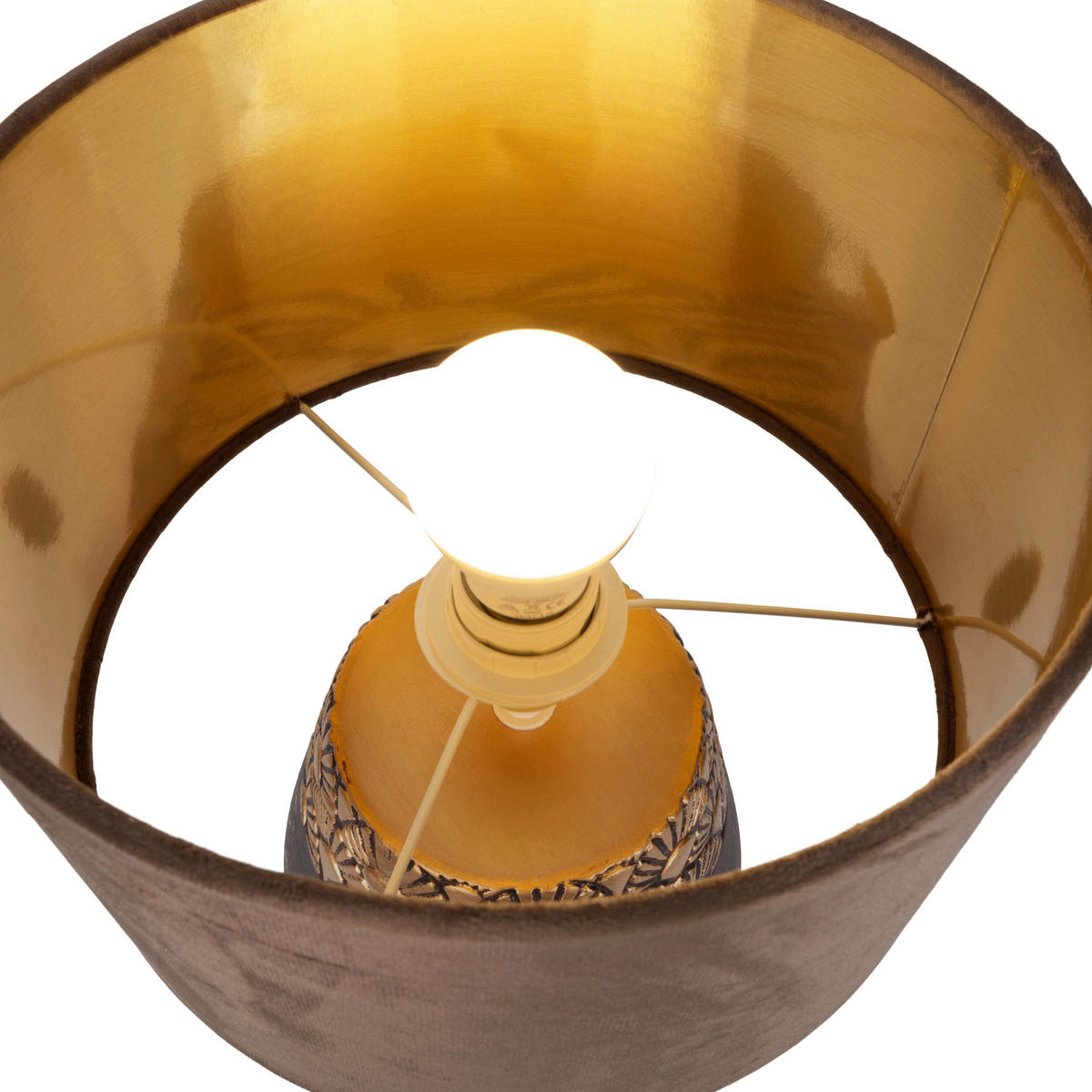 TISCHLEUCHTE BRONCO 26/39 cm   - Goldfarben/Braun, LIFESTYLE, Keramik/Textil (26/39cm) - Näve