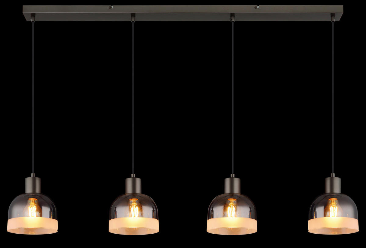 HÄNGELEUCHTE Kairo 105/15/120 cm  - Chromfarben/Schwarzchrom, Design, Glas/Kunststoff (105/15/120cm) - Globo