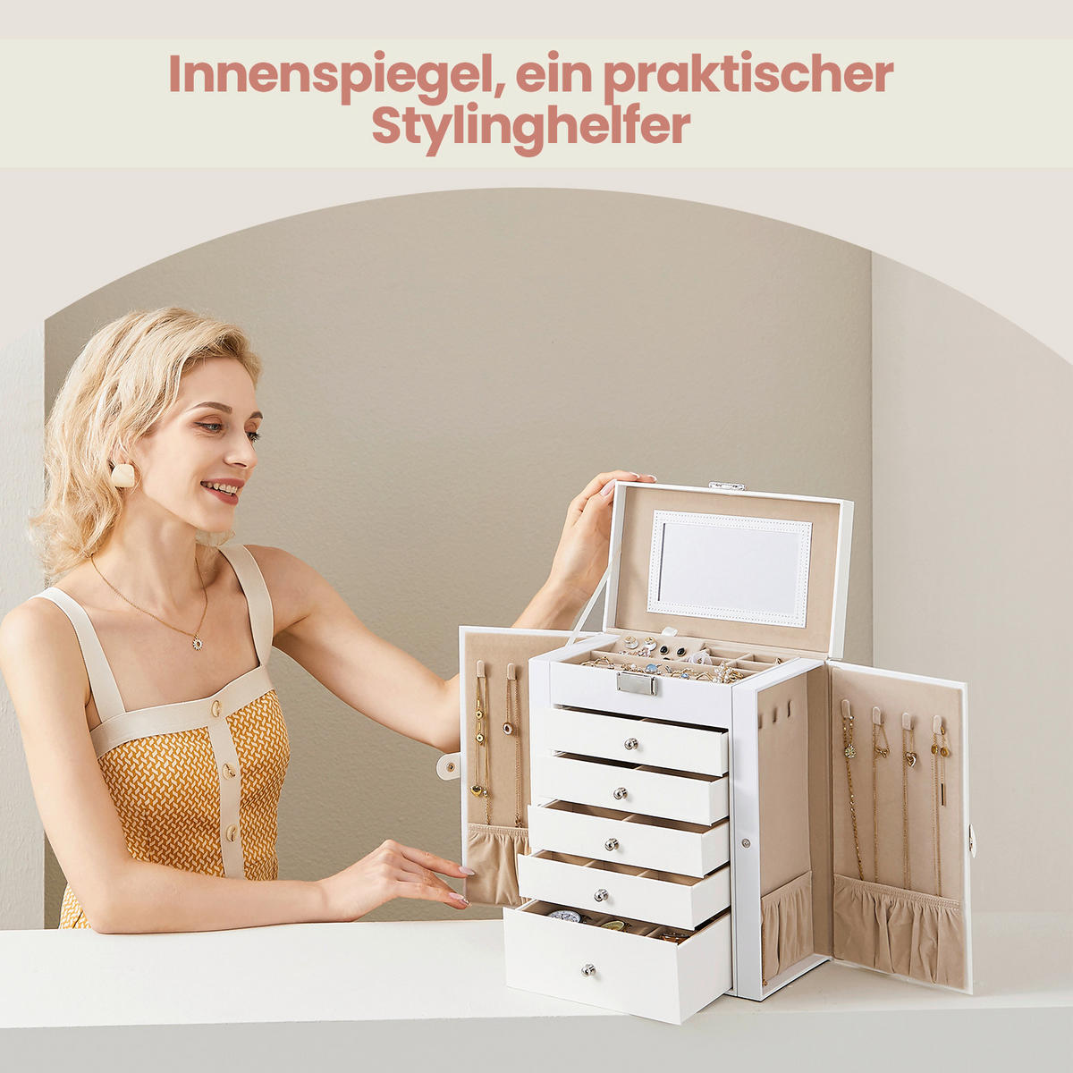 SCHMUCKKÄSTCHEN 26/32/15,6 cm  - Weiß, LIFESTYLE, Holzwerkstoff (26/32/15,6cm)