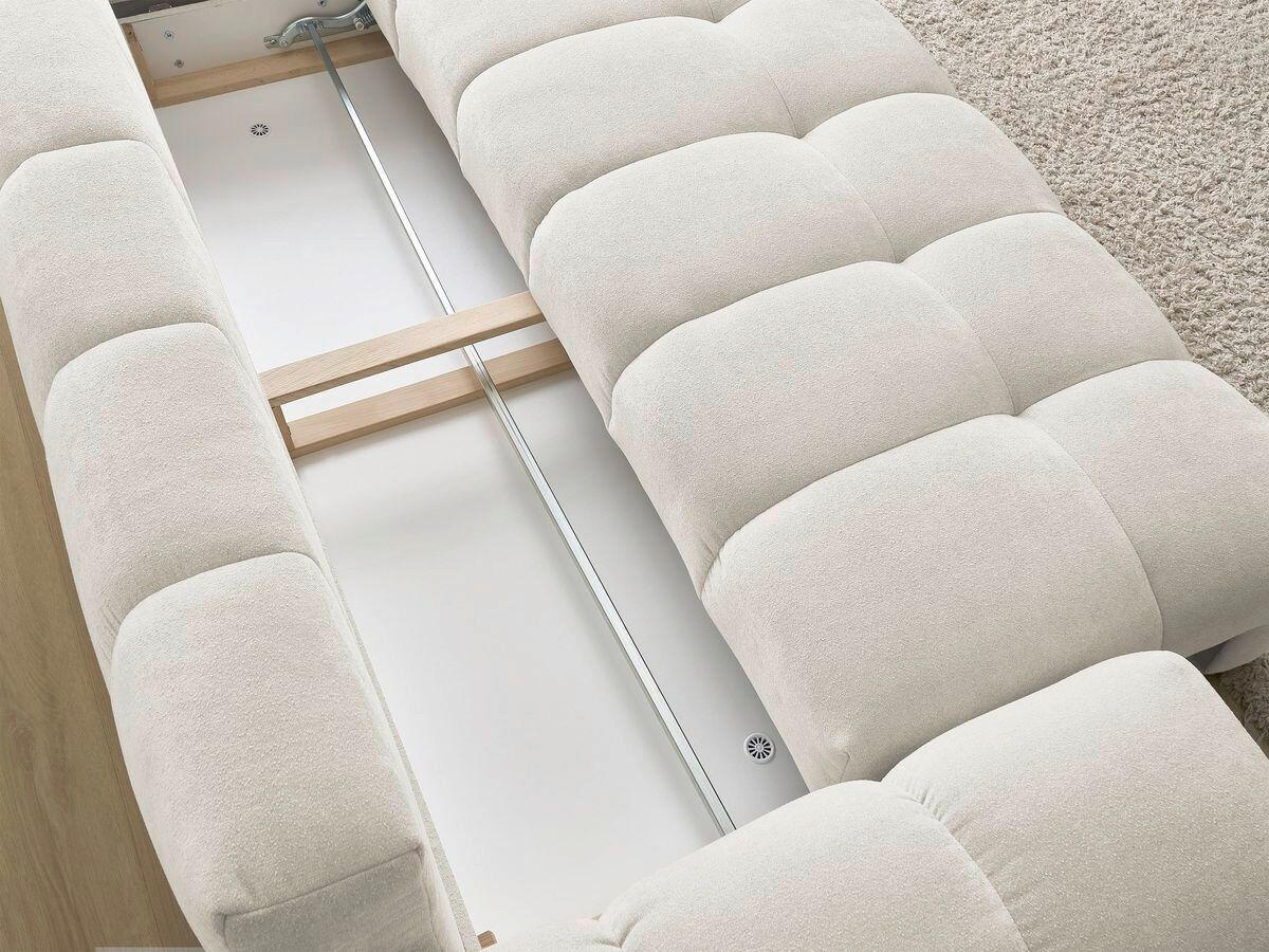 SCHLAFSOFA EVEREST  mit Rücken echt, Armteil links, Armteil rechts Struktur Beige  - Beige/Schwarz, MODERN, Kunststoff/Textil (278/90/115cm)