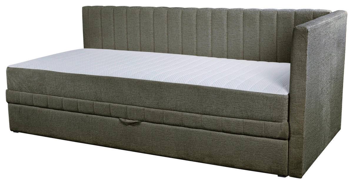 SCHLAFSOFA ROMA in Chenille, Jacquard Grün  - Schwarz/Grün, Design, Kunststoff/Textil (212/83/99cm) - MID.YOU