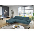 ECKSOFA in Echtleder Blau  180/310 cm  - Blau/Schwarz, Design, Leder/Metall (180/310cm) - Dieter Knoll