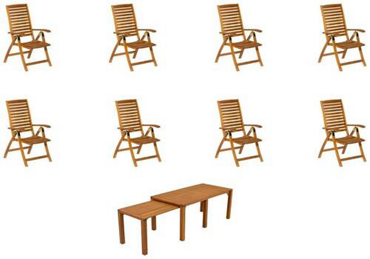 GARTENSET Akazie massiv  - Naturfarben, MODERN, Holz - Gardenson