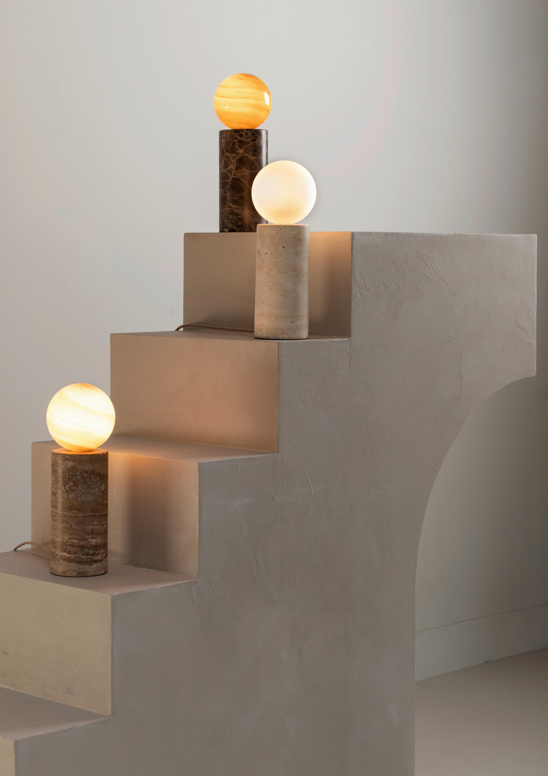 STOLNÍ LAMPA, nástěnný stmívač, G9, 12/33 cm  - bílá, Design, kámen/sklo (12/33cm) - It's about Romi