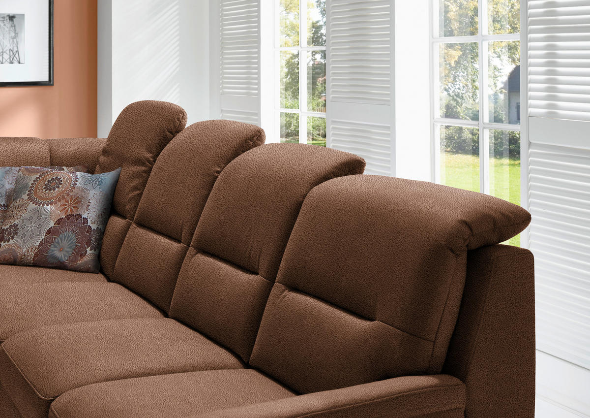 ECKSOFA in Mikrofaser Hellbraun  - Hellbraun/Schwarz, Konventionell, Holz/Textil (245/303cm) - Beldomo Comfort