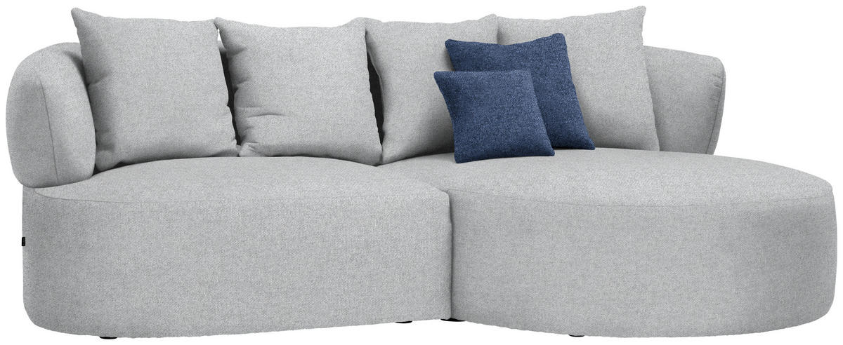 ECKSOFA in Flachgewebe Grau  235/166 cm  - Schwarz/Dunkelblau, MODERN, Kunststoff/Textil (235/166cm) - Hom`in