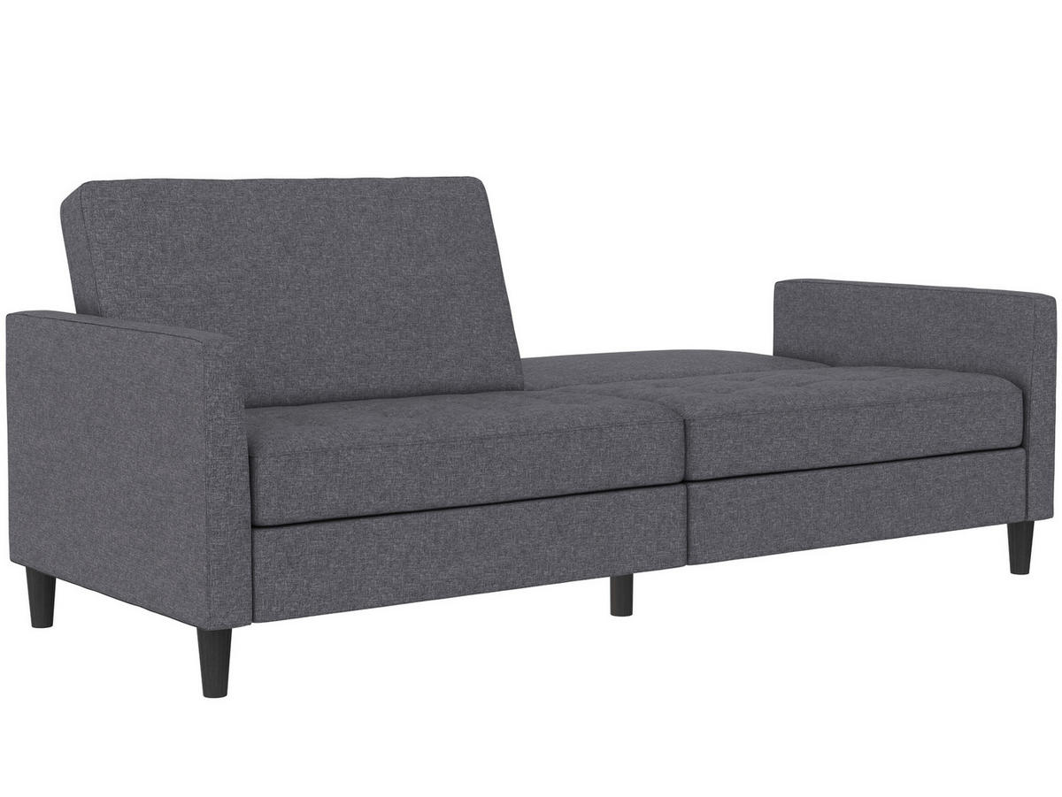 SCHLAFSOFA Webstoff, Leinenoptik Grau  - Schwarz/Grau, Basics, Kunststoff/Textil (207/86/86cm) - Livetastic