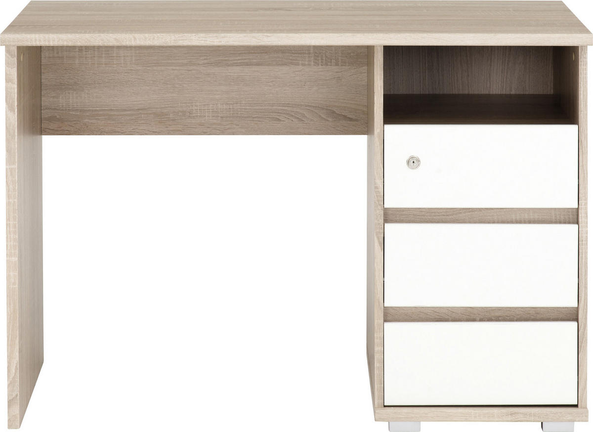 RADNI STO  bela, sonoma hrast   - sonoma hrast/bela, Konvencionalno, pločasti materijal (110/65/75cm) - Xora
