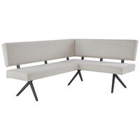 ECKBANK Metall, Textil Beige  - Beige/Schwarz, Konventionell, Textil/Metall (190/150/90/62cm) - MID.YOU