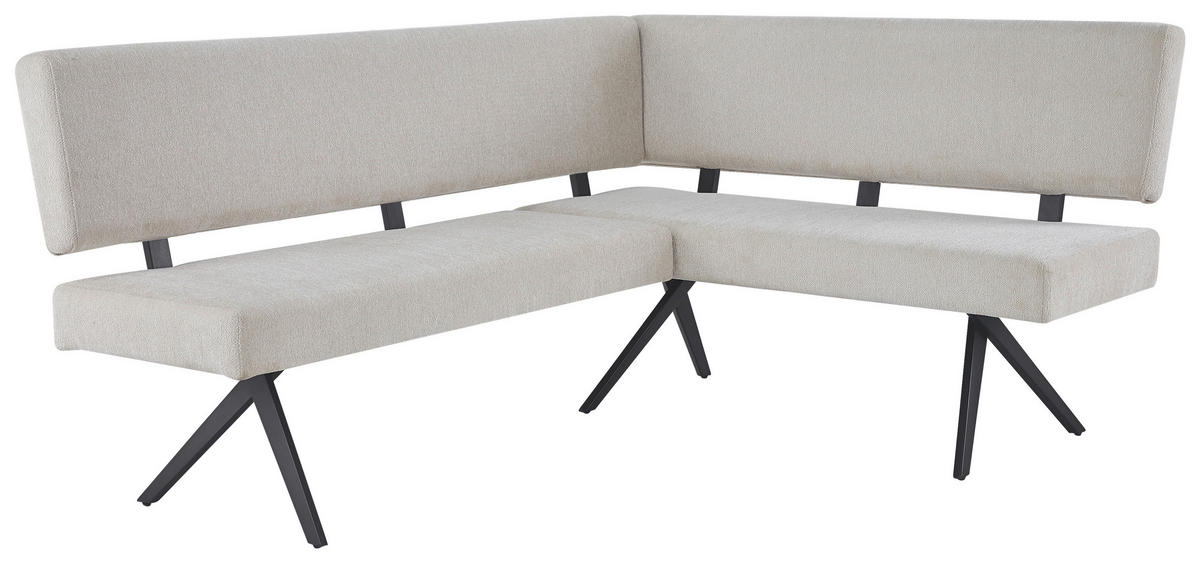 ECKBANK Metall, Textil Beige  - Beige/Schwarz, Konventionell, Textil/Metall (190/150/90/62cm) - MID.YOU