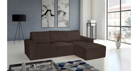 ECKSOFA Braun Chenille - Schwarz/Braun, KONVENTIONELL, Kunststoff/Textil (272/168cm) - Carryhome