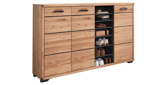 SCHUHSCHRANK 160/107/41 cm - Graphitfarben/Eiche Artisan, Natur, Holz/Holzwerkstoff (160/107/41cm) - Linea Natura