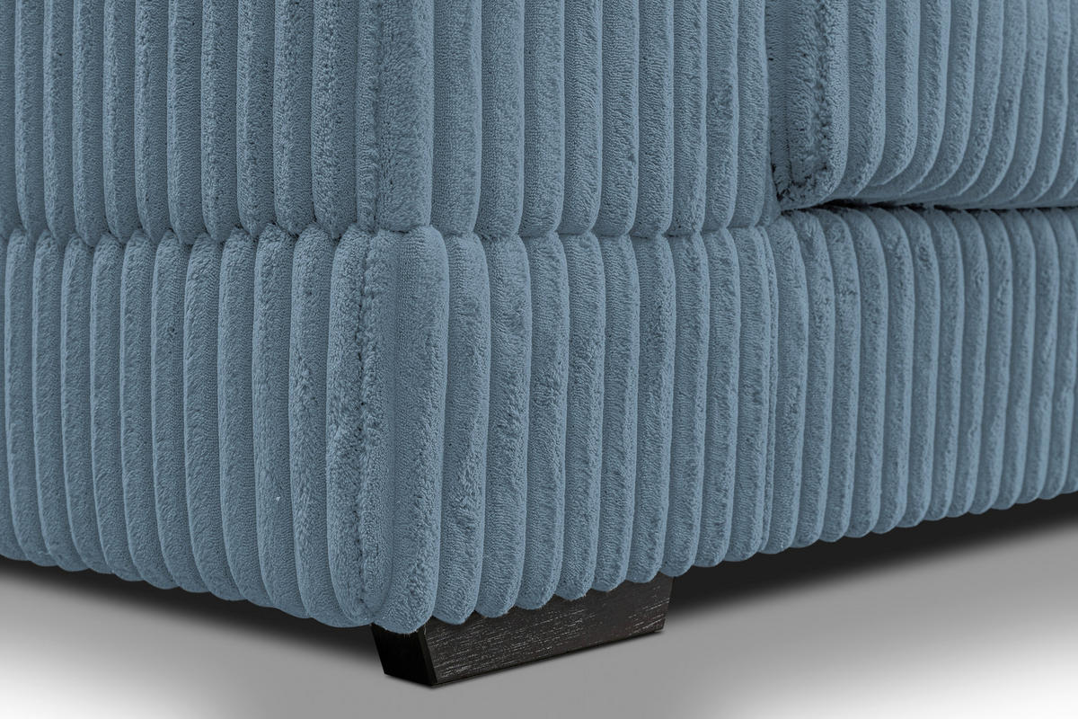 ECKSOFA in Cord Hellblau  285/195 cm  - Schwarz/Hellblau, Design, Kunststoff/Textil (285/195cm) - MID.YOU