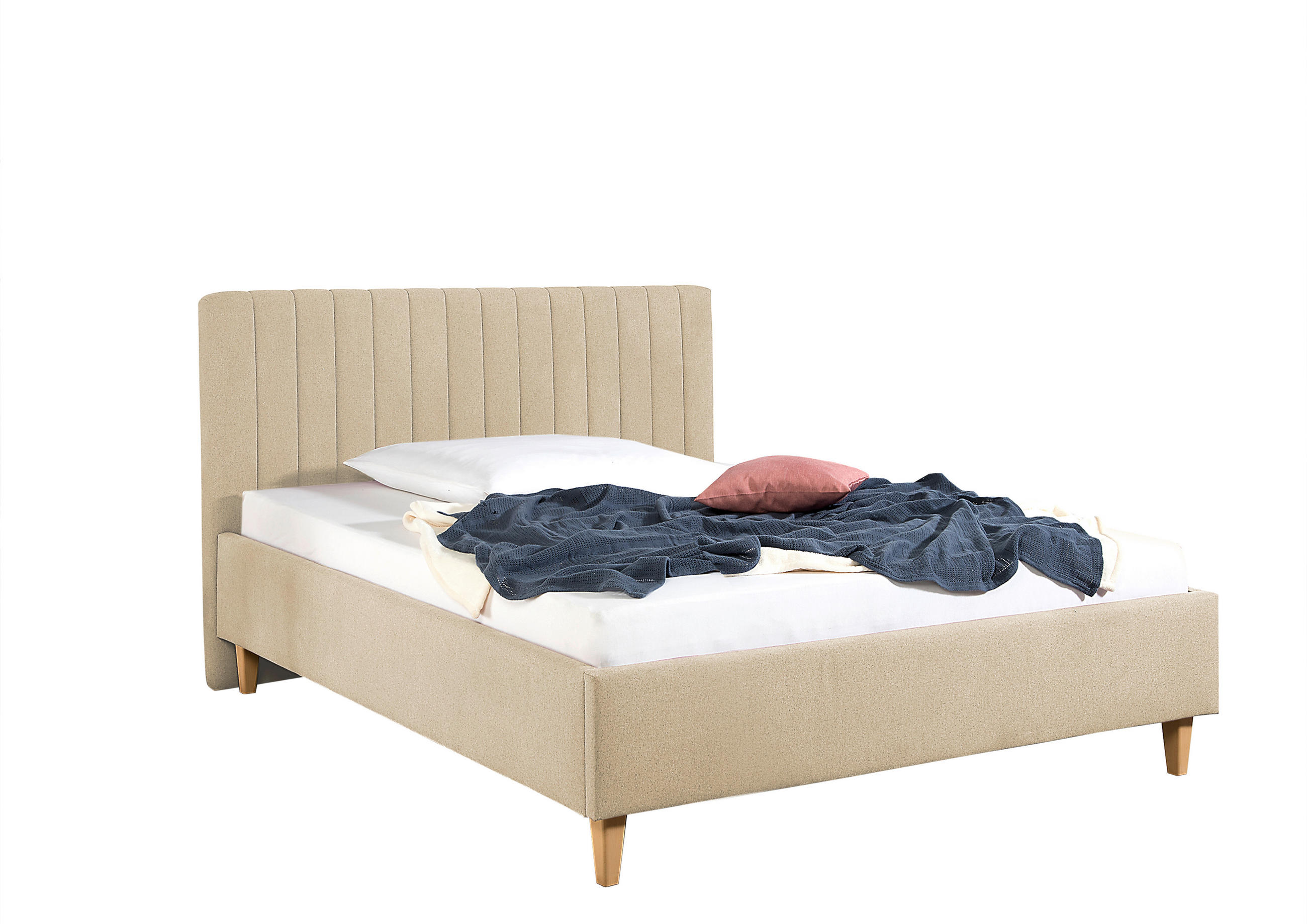 POLSTERBETT 100/200 cm,  in Beige,  - Beige/Naturfarben, MODERN, Holz/Textil (100/200cm) - Livetastic