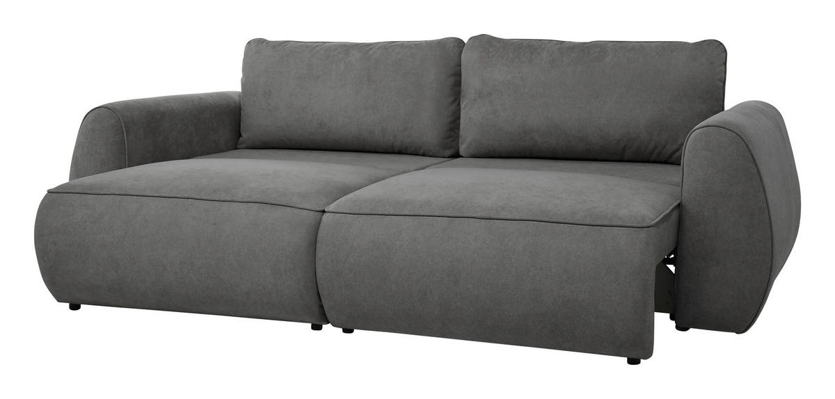 SCHLAFSOFA Jacquard Dunkelgrau  inkl. Rückenkissen, Bettkasten, Schlaffunktion, Rücken echt, Liegefläche im Originalstoff  - Dunkelgrau/Schwarz, KONVENTIONELL, Kunststoff/Textil (257/96/110cm) - Milino