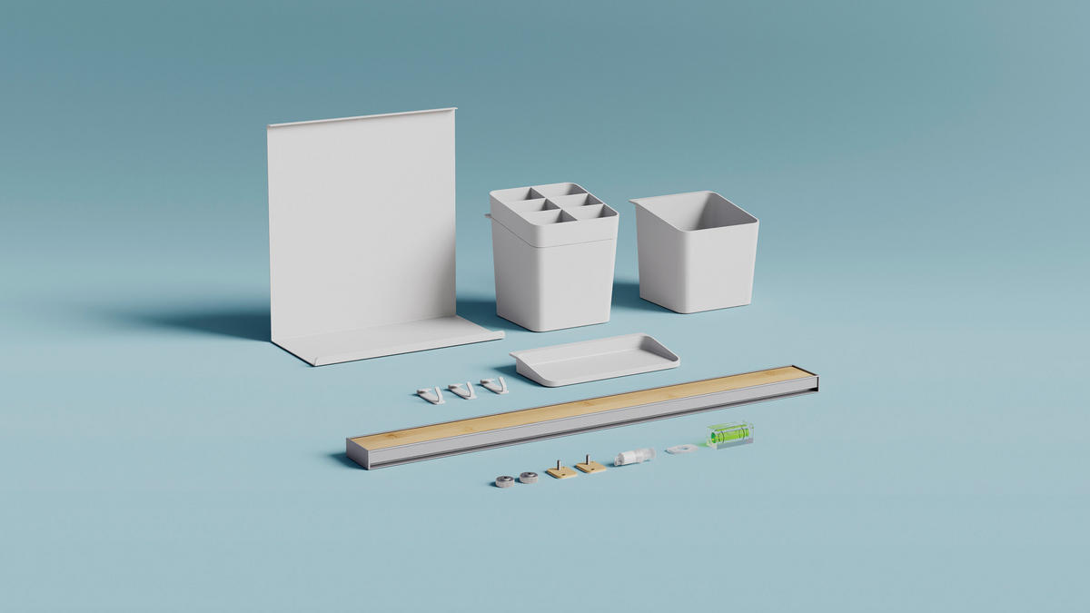 KÜCHEN-ORGANIZER-SET  - Braun/Weiß, Basics, Holz/Kunststoff (60/34/15cm) - Tesa