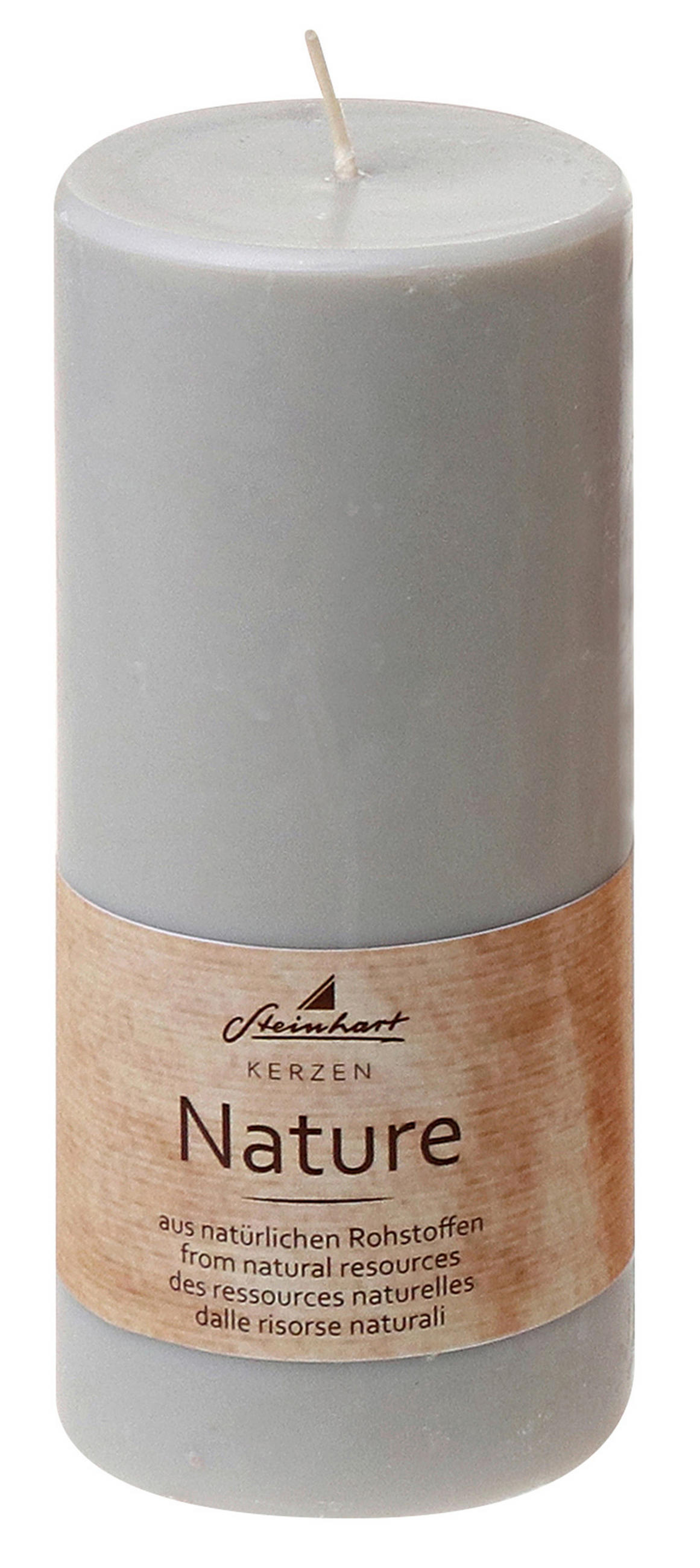 STUMPENKERZE  - Grau, Basics, Naturmaterialien (6,8/15cm) - Steinhart