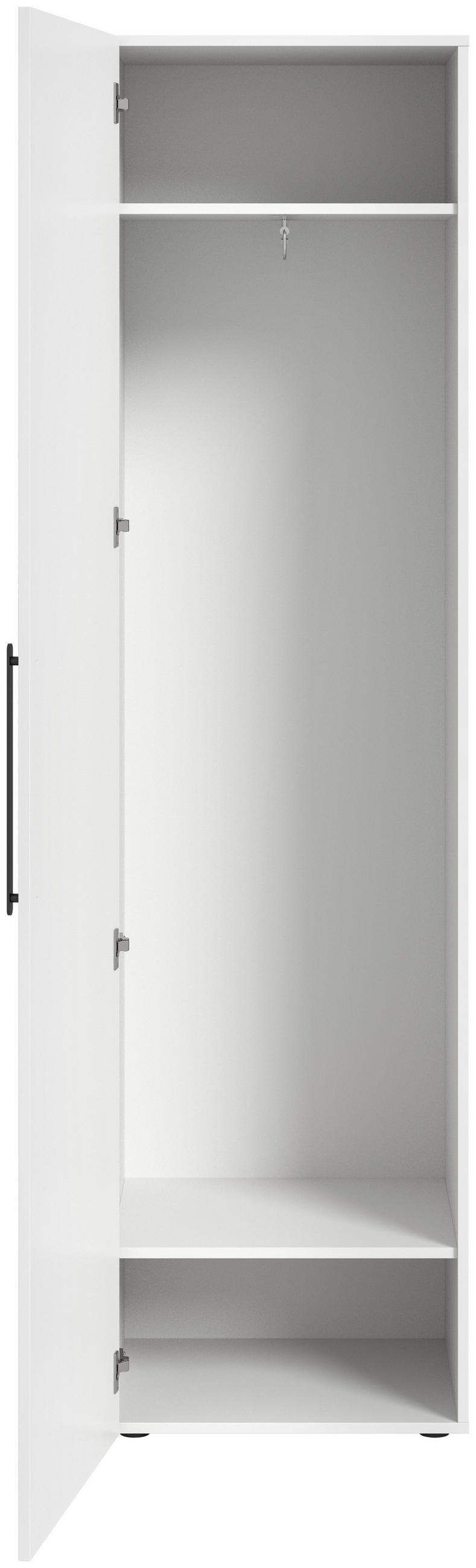 GARDEROBENSCHRANK  in 55/200/47 cm  - Schwarz/Weiß, MODERN, Glas/Holzwerkstoff (55/200/47cm) - Stylife