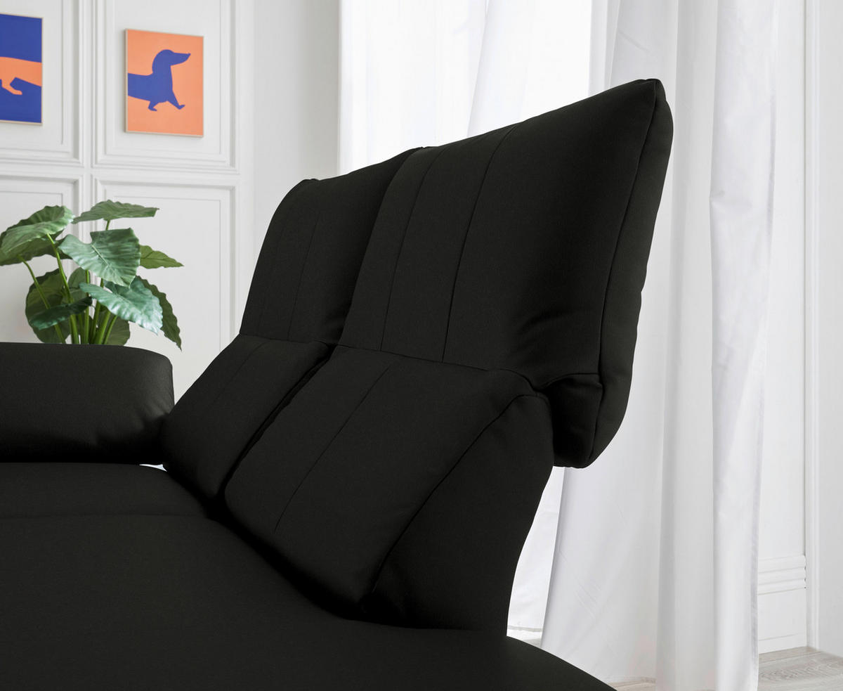 RÉCAMIERE in Echtleder Schwarz  - Chromfarben/Schwarz, Design, Leder/Metall (209/85-109/95-16cm) - Dieter Knoll
