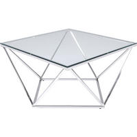 COUCHTISCH ESG 80/80/45 cm quadratisch Edelstahlfarben  - Edelstahlfarben, Basics, Glas/Metall (80/80/45cm) - Kare-Design