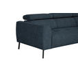 ECKSOFA in Webstoff Blau  280/205 cm  - Blau/Schwarz, Design, Textil/Metall (280/205cm) - Xora