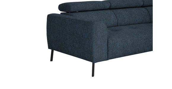 ECKSOFA in Webstoff Blau 280/205 cm - Blau/Schwarz, Design, Textil/Metall (280/205cm) - Xora