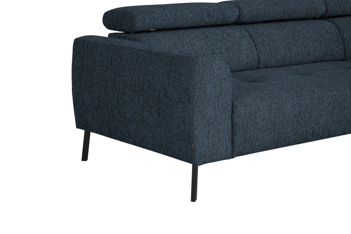 ECKSOFA in Webstoff Blau  - Blau/Schwarz, Design, Textil/Metall (280/205cm) - MID.YOU