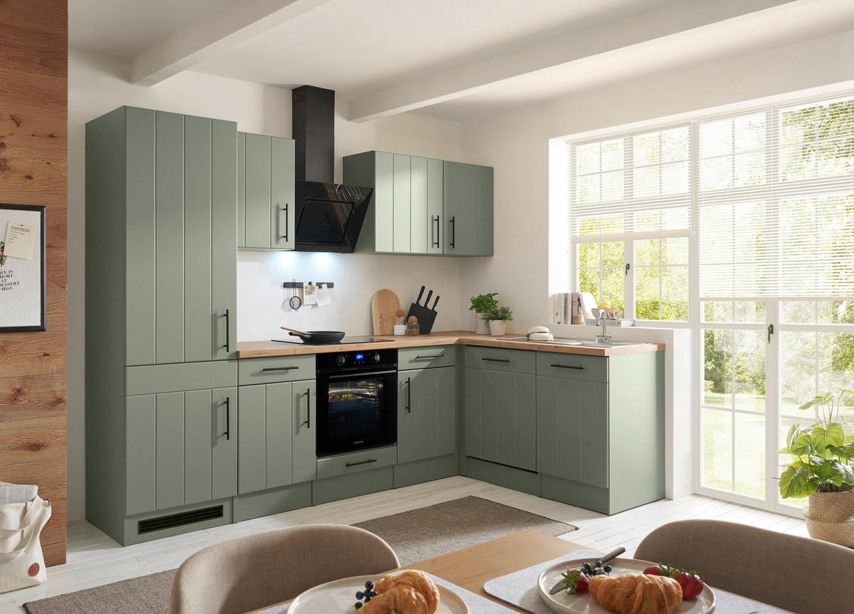 ECKKÜCHE 280/172 cm  in Wildeiche, Schilfgrün  - Schilfgrün/Wildeiche, Trend, Holzwerkstoff/Metall (280/172cm) - Respekta