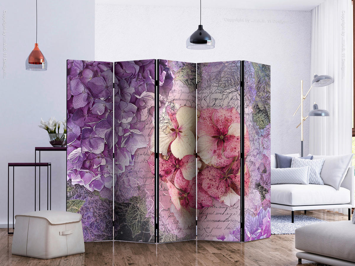 SKÄRMVÄGG  i trä, textil  lila, pink, ljusgrå  - lila/pink, Basics, trä/textil (225/172/3cm) - artgeist