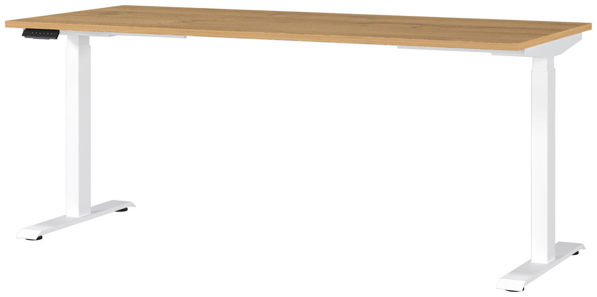 SCHREIBTISCH 180/80/72-118 cm  in Braun, Weiß, Eichefarben  - Eichefarben/Braun, MODERN, Holzwerkstoff/Metall (180/80/72-118cm) - Novel