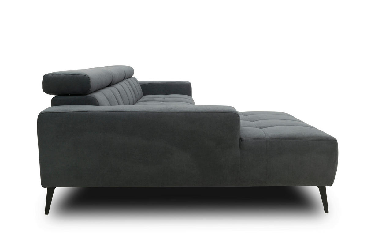 ECKSOFA TRENTO Dunkelgrau Mikrofaser  - Dunkelgrau/Schwarz, MODERN, Textil/Metall (287/175cm) - MID.YOU