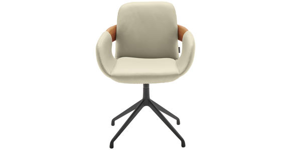 ARMLEHNSTUHL  Lederauswahl, Stoffauswahl, Typenauswahl, Sitzfläche 360° drehbar  Echtleder  - Eichefarben/Cognac, Natur, Leder/Holz (60/86/60cm) - Valnatura