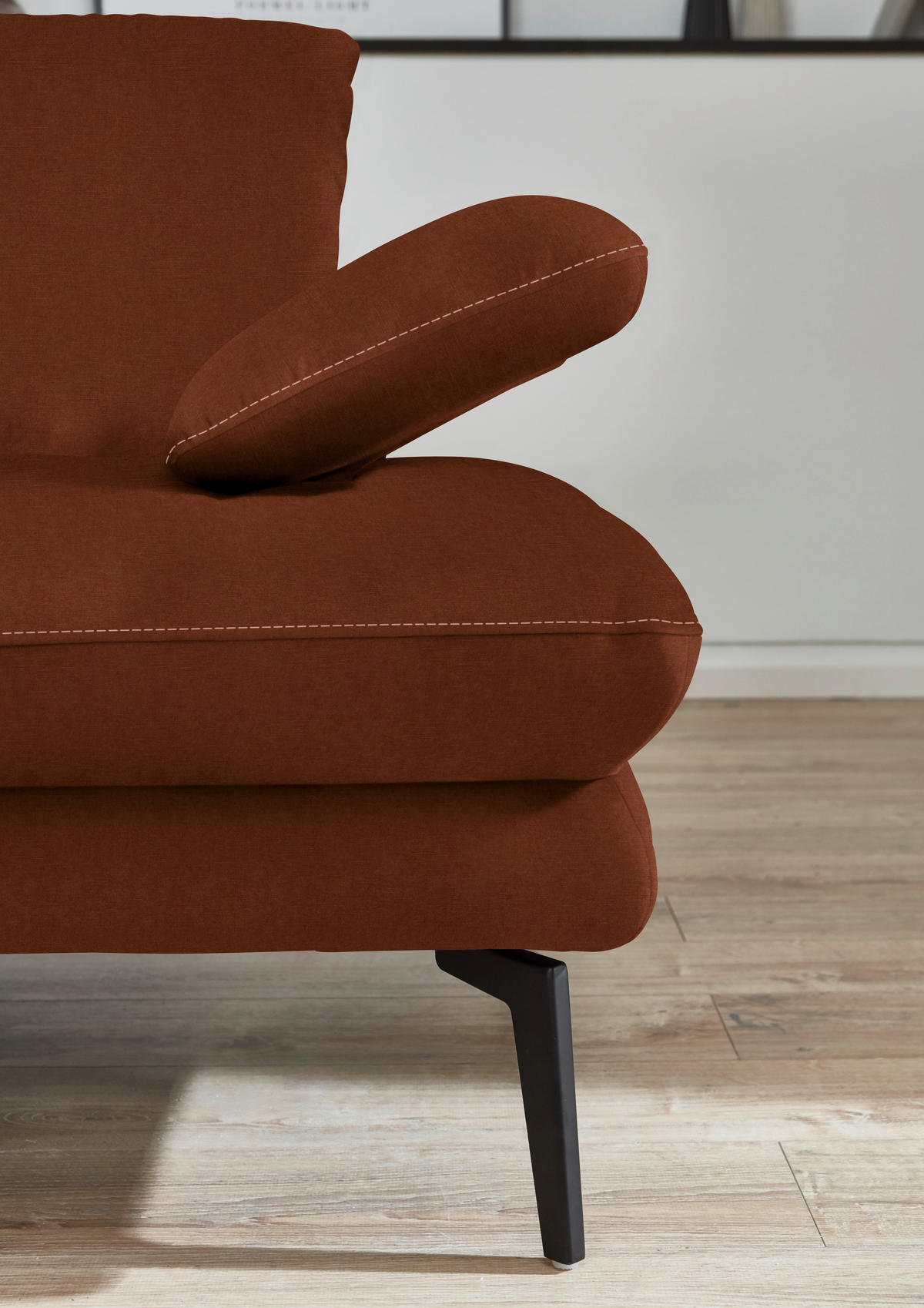 3-SITZER-SOFA Dieter Knoll in Velours Kupferfarben  - Beige/Schwarz, Design, Textil/Metall (222/89/104cm) - Dieter Knoll