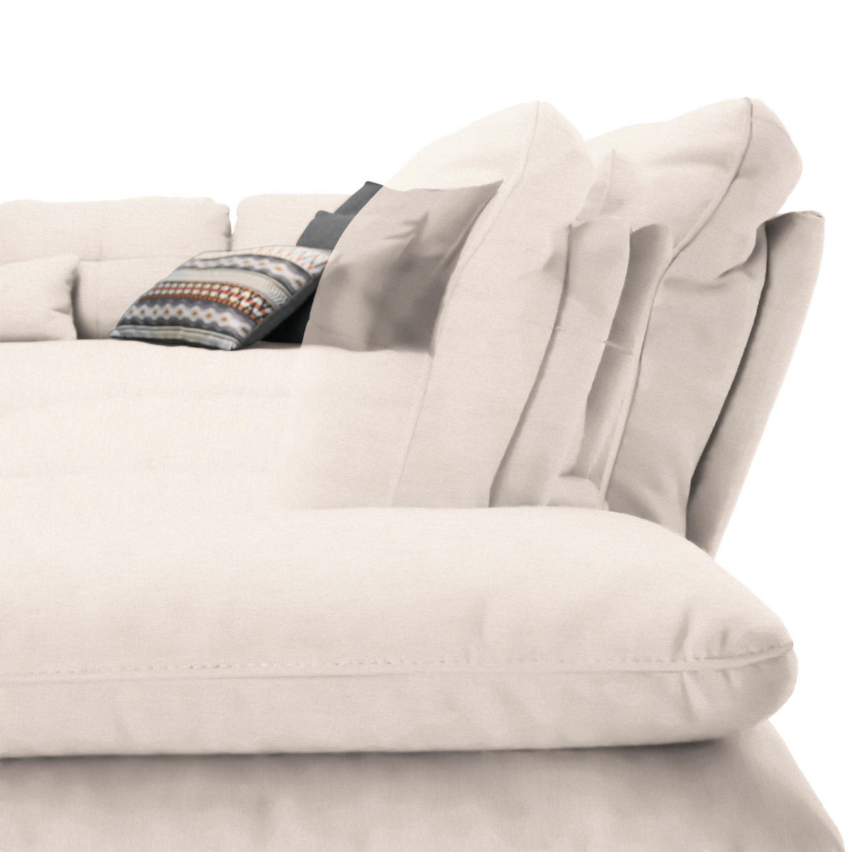 ECKSOFA in Flachgewebe Creme  - Creme/Schwarz, Design, Textil/Metall (271/344cm) - Chilliano