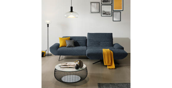 ECKSOFA  in Bouclé Blau  280/170-195 cm  - Blau/Schwarz, Design, Textil/Metall (280/170-195cm) - Dieter Knoll