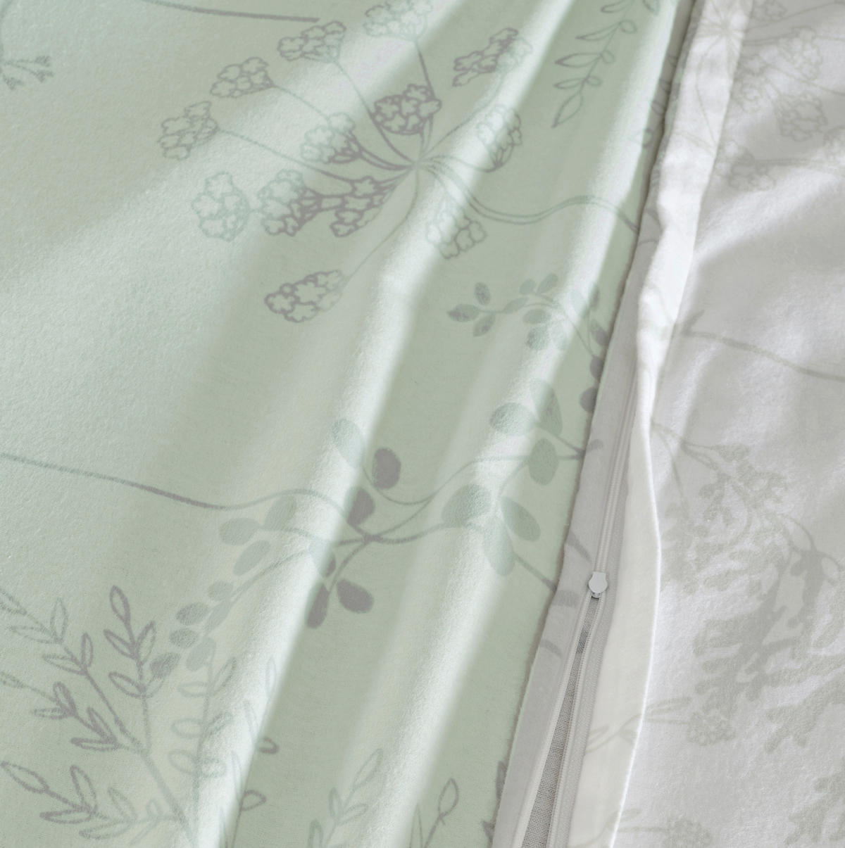 BETTWÄSCHE 2-teilig Flanell 135/200 cm  - Salbeigrün, Design, Textil (135/200cm) - Florella