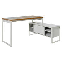 SCHREIBTISCH 147/120/76 cm  in Weiß, Eichefarben  - Eichefarben/Weiß, KONVENTIONELL, Holzwerkstoff/Metall (147/120/76cm) - Livetastic