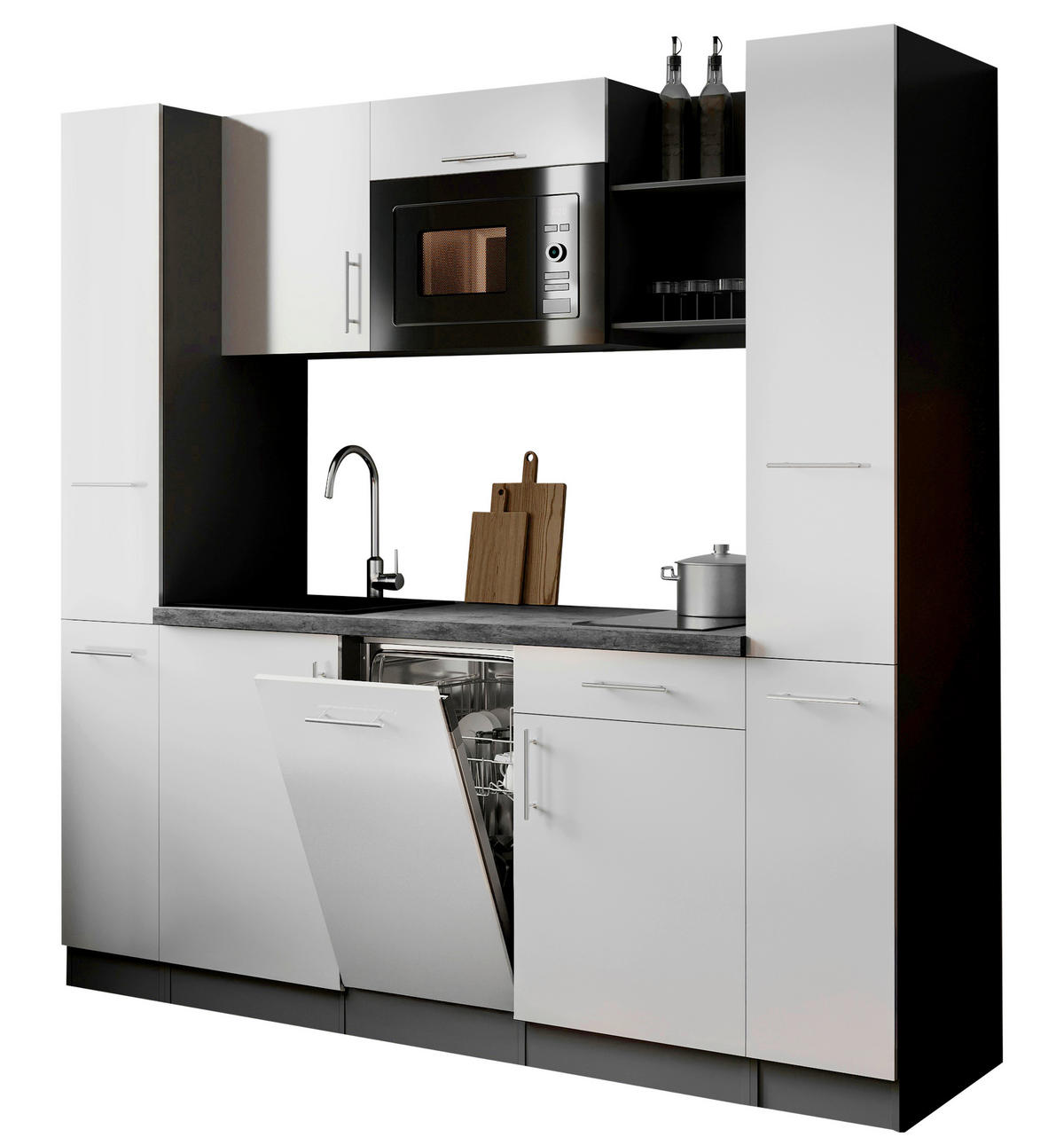 KUCHYNSKÝ BLOK 205 cm - sivá/biela, Trend, kov/kompozitné drevo (205cm) - Respekta