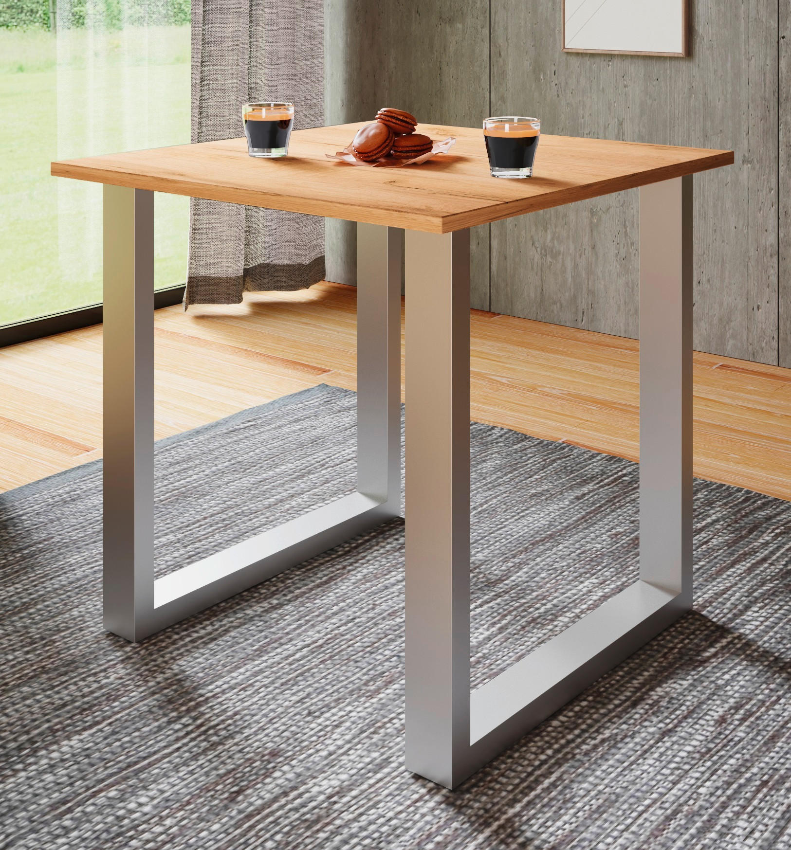 SCHREIBTISCH  in Silberfarben, Sonoma Eiche  - Silberfarben/Sonoma Eiche, Design, Holzwerkstoff/Metall (80/76/50cm) - MID.YOU