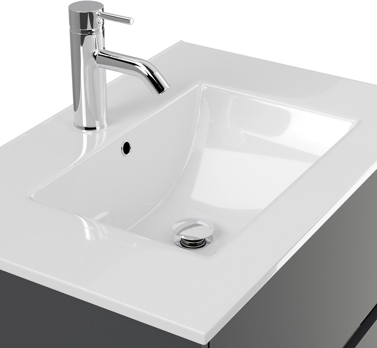 BADEZIMMER 2-teilig  in 70 cm  - Graphitfarben/Weiß, Basics, Keramik/Holzwerkstoff (70cm) - MID.YOU