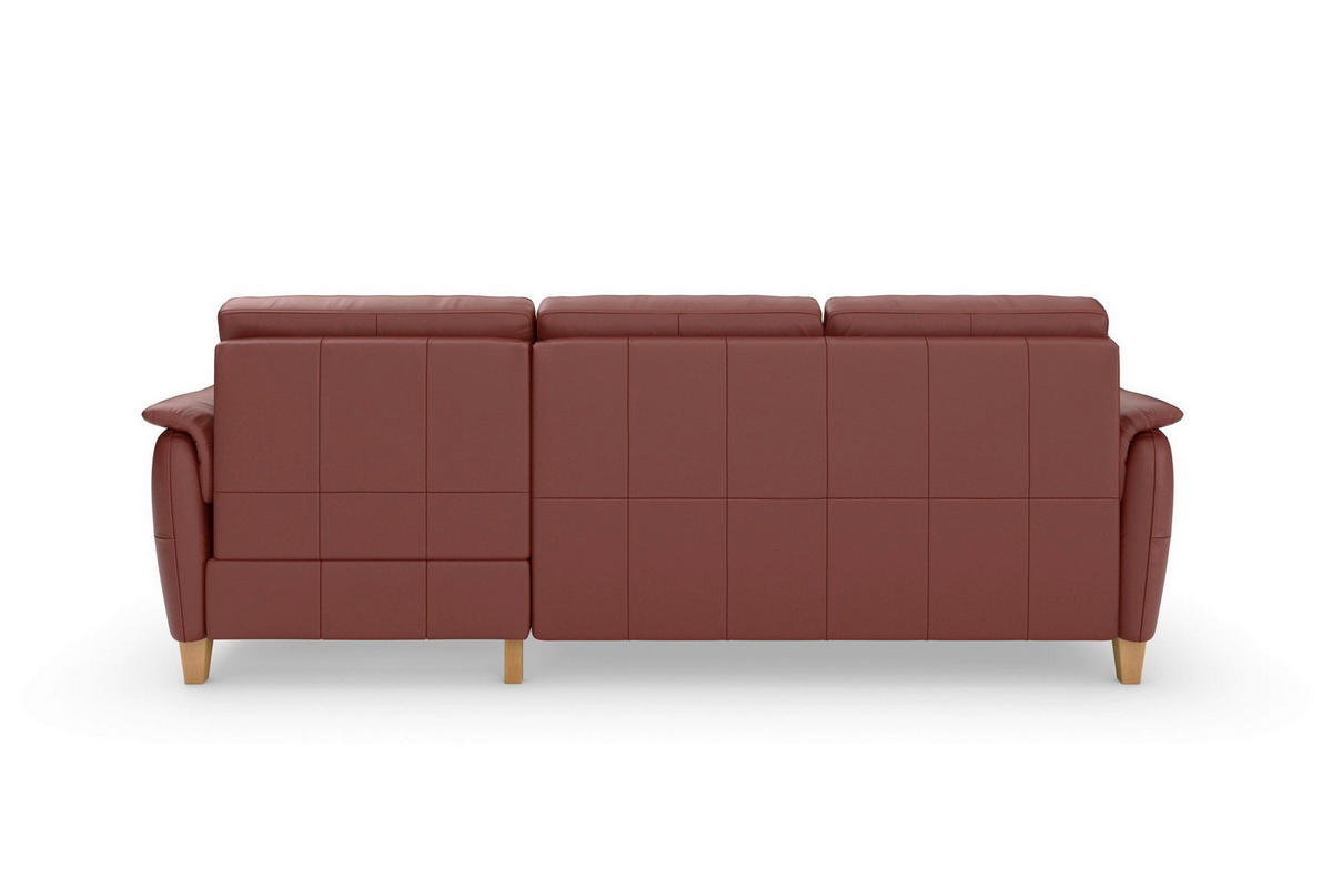 ECKSOFA PALMERA E Rotbraun Echtleder  - Rotbraun/Eichefarben, Basics, Leder/Holz (244/163cm) - Sit & More
